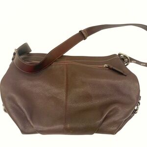 Coach Brown Pebbled Leather Hobo Shoulder Bag with Lilac Lining 10682